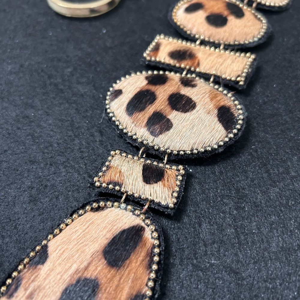 Extremely Beautiful Long Animal Print Necklace and Matching Hoop Earrings.